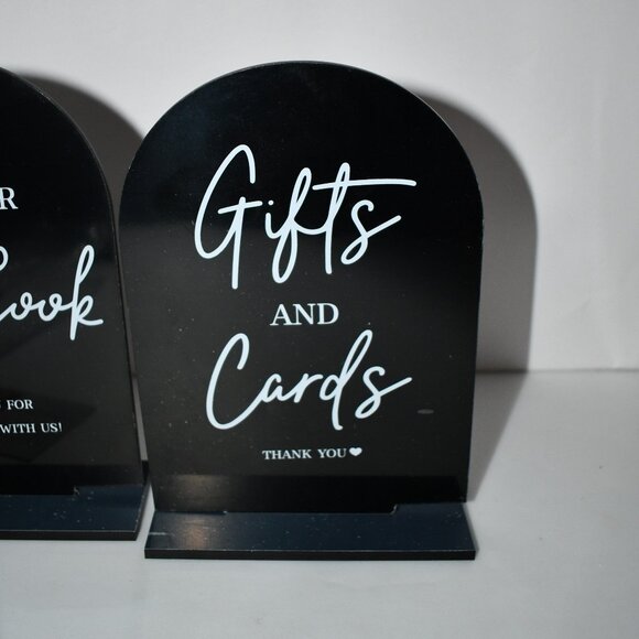 KOSKIMER 2Pcs Wedding Signs, 5"x7" Black Acrylic Signs– NWT Brand: KOSKIMER Colo - Picture 2 of 4
